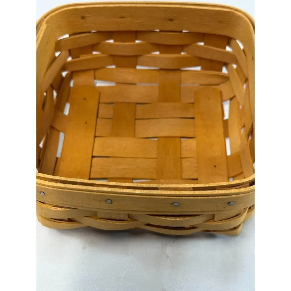 2001 Longaberger Tarragon Basket Stationary Handle Vintage 5.5